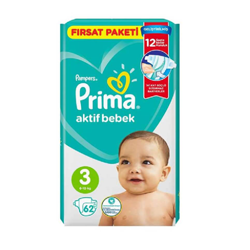 پوشک پریما پمپرز سایز3 بسته 62 عددی